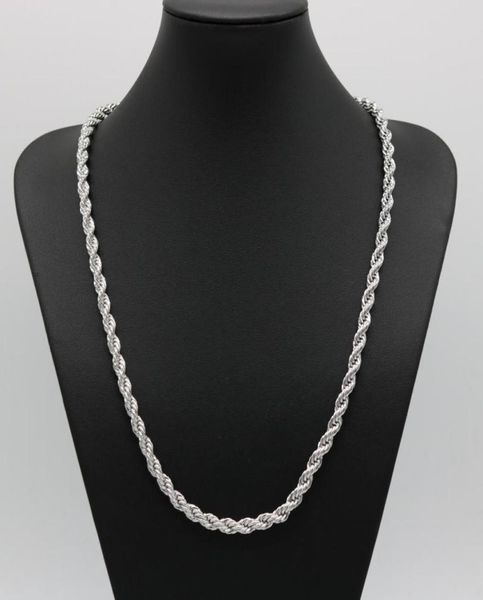 

24 inches classic rope chain thick solid 18k white gold filled womens mens necklace ed knot chain 6mm wide8107470, Silver