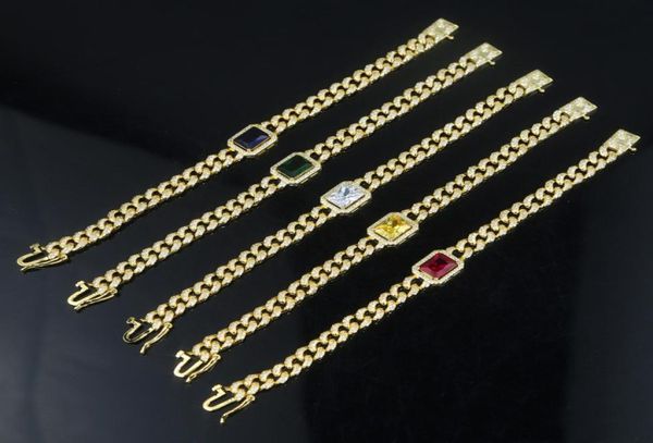 

europe and america 18k yellow gold plated bling cz cuban bracelet link chain for men women wedding party gift9225236, Black