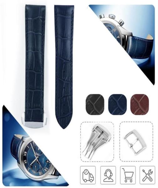 

19mm 20mm 21mm 22mm watch strap bands man blue black genuine calf leather watchbands bracelet clasp buckle for omega 300m planeto9834079, Black;brown