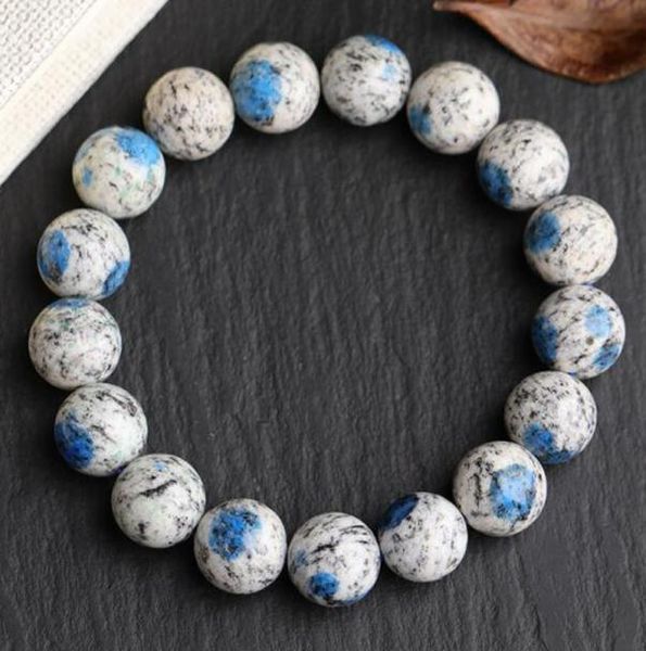 

100 genuine natural k2 jasper bracelet volcanic jasper 6 8 10mm gemstone bracelet blue brazilian azurite woman lady jewelry5904348, Golden;silver