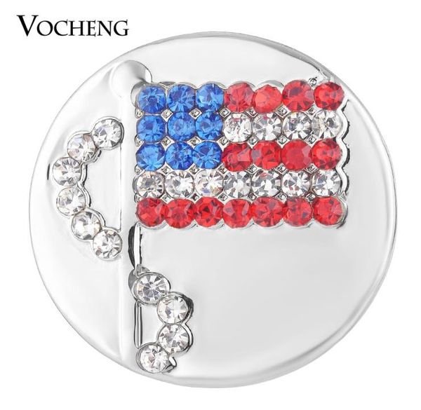 

vocheng noosa sugar ginger snap charms usa waving flag with crystal 18mm button jewelry vn17431117421