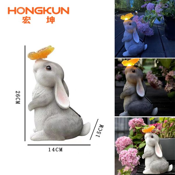 

solar rabbit light, outdoor resin animal light, courtyard layout, small night light, garden lawn lighting, landscape floor light