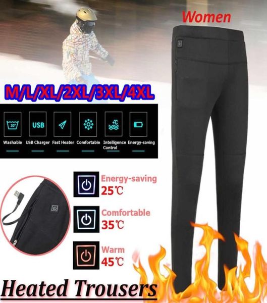 

women heating trousers winter outdoor hiking fever high waist leggings trousers slim thickened usb charging heated pants2863261, Black;green