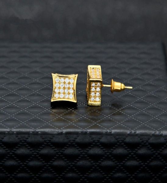 

fashion square stud earrings for women classic sparkling cubic zircon paved setting boucles d039oreilles brincos whole6775268, Golden;silver