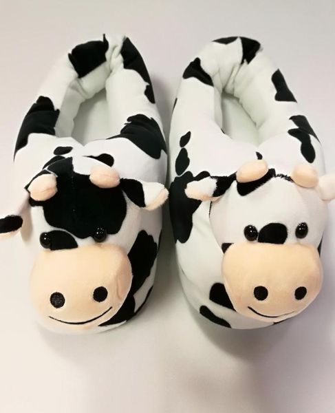 

winter men women home slippers cotton cute cartoon cow shoes indoor slippers winter home shoes fashion7745460, Black