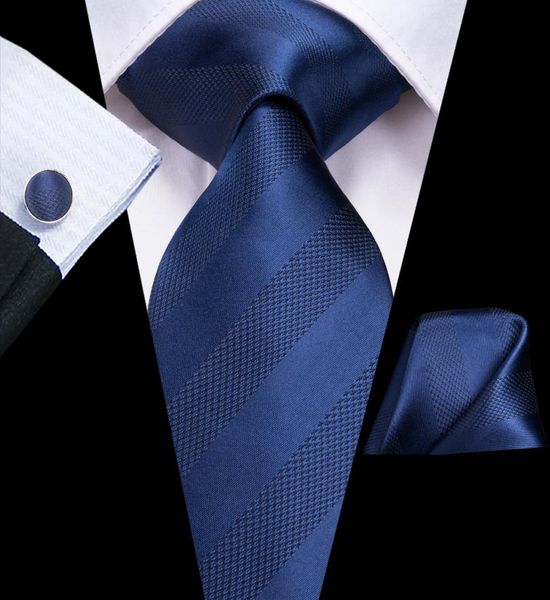 

fast ties mens 100 silk designers fashion navy blue striped tie hanky cufflinks sets for mens formal wedding party groom9728395, Black;blue