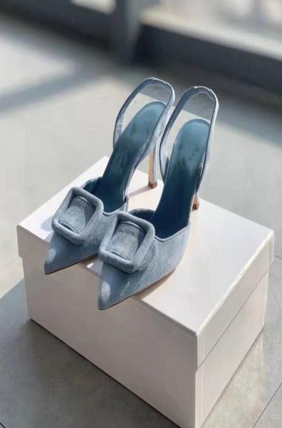 

pointed toe high heels handmade women mules shoes sqaure buckle single shoe springautum sandals for ladies9119968, Black