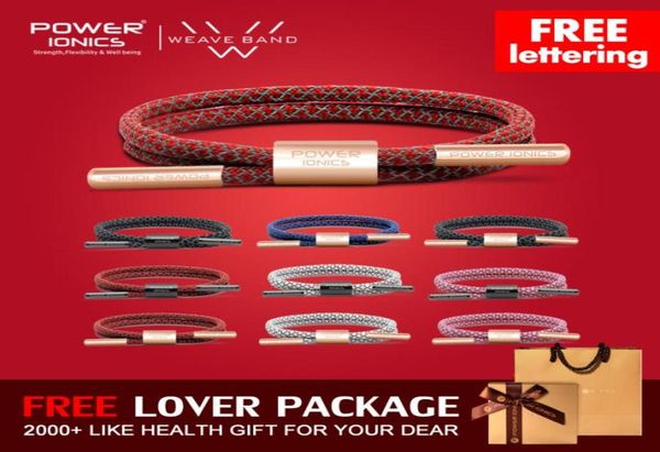 

power ionics reflective braided rope titanium germanium wristband bracelet balance energy body lettering4217267, Golden;silver