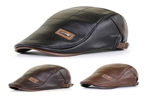 

leather newsboy cap men gorras planas duckbill visor hat winter dad father autumn warm flat caps vintage man boinas gatsby hats7405299, Blue;gray