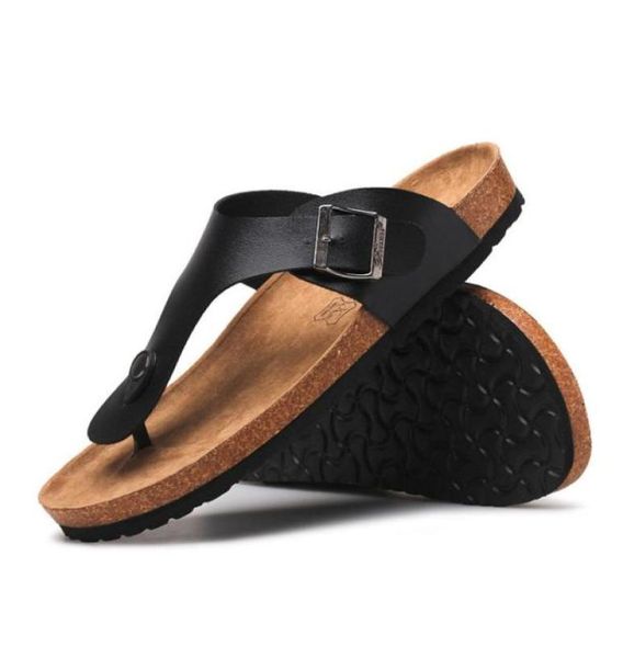 

slippers couple cork men summer clip foot antiskid beach sandals korean fashion sandals casual flip flop women93985274737661, Black