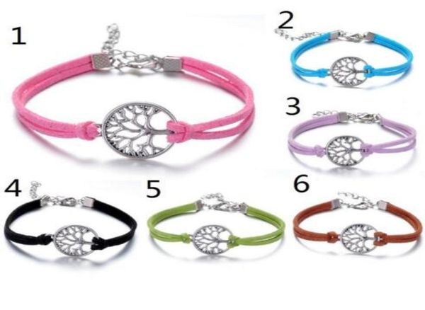 

vintage silver life tree charms bracelet bangle for men women mixed color velvet rope friendship cuff bracelets jewelry gift acces2176216, Golden;silver
