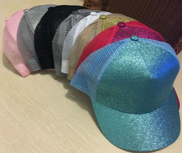

15 colors glitter ponytail ball cap messy buns trucker ponycaps plain baseball visor cap glitter ponytail hats snapbacks5253858, Blue;gray