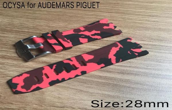

luxury watch camouflage rubber silicone waterproof strap with stainless steel pin buckle fit for ap watch1357376, Black;brown