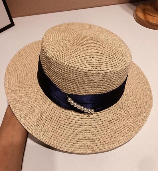 

vintage straw hats womens elegant flat bucket hat summer outdoor wide brim sun caps fashion beach cap 6 colors4399722, Blue;gray