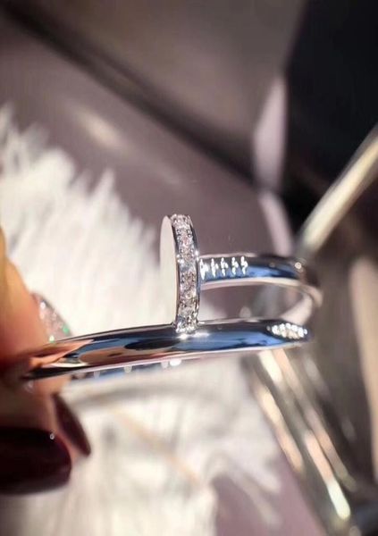 

316l gold silver titanium steel classic cz bangle nail bracelet wedding inlay diamond women and men love jewelry gift5727545, Golden;silver