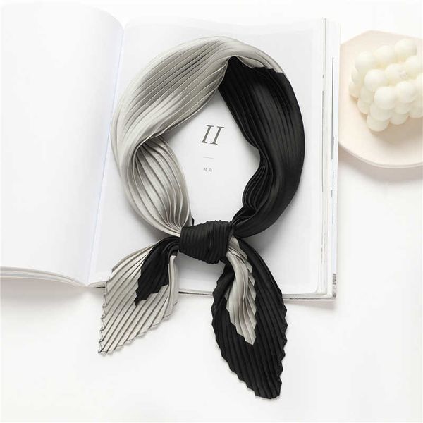 

scarves brand crinkle scarf women silk satin square neck tie hand wirst female headscarves bandana shawl leopard hair foulard 230831, Blue;gray