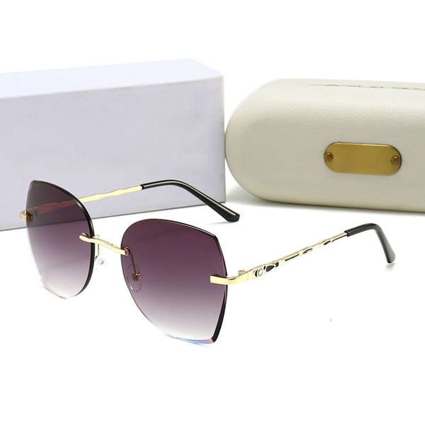 

sunglasses designer original classic fashion luxurynew women's rimless cut edge sunglasses travel drivingwith box and letters, White;black