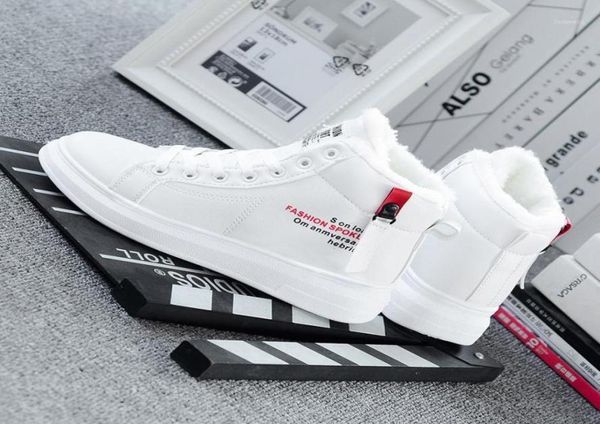 

fashion women039s shoes winter plus velvet cotton casual wild flat short boots highsneakers white women2151182, Black