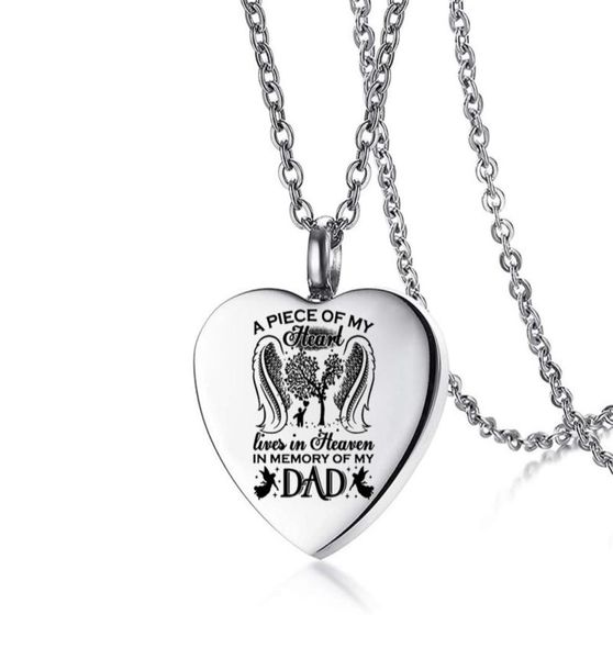 

silver angel wing heart urn pendant necklace for ashes a piece of my heart lives in heaven memorial keepsake cremation jewelry4496010