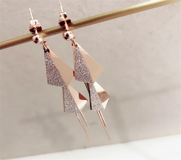 

korea simple triangle long tassel earrings women new fashion net red temperament versatile personality earrings whole9011458, Golden