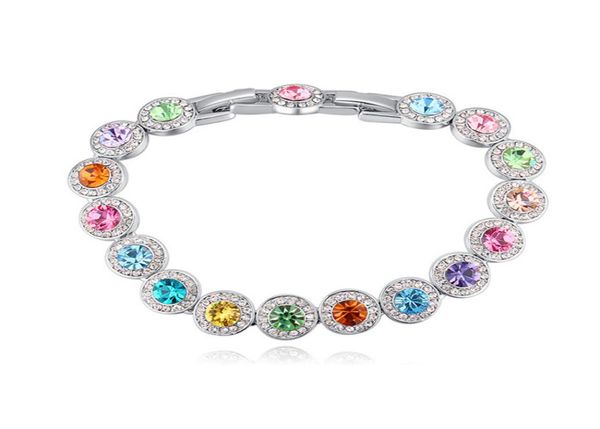 

fashion real round crystal from austria silver color zircon bracelets bangle for women wedding jewelry accessories gift5530100, Golden;silver