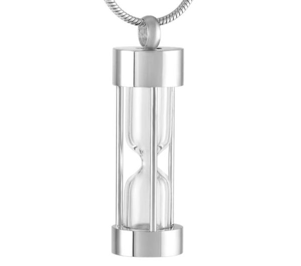 

ijd9400 clear hourglass cremation pendant hold memorial ashes stainless steel cylinder keepsake urn necklace for women jewelry51337215285, Silver