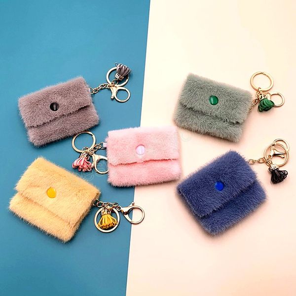 

fashion coin purse keychain mini candy color plush wallet pendant keyring women bag ornaments creative women gift, Silver