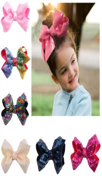 

15 colors ins new glitter mermaid flip sequin big bow hairpin baby girls gradient paillette barrettes kids bling hair clip hair ac2376145, Slivery;white