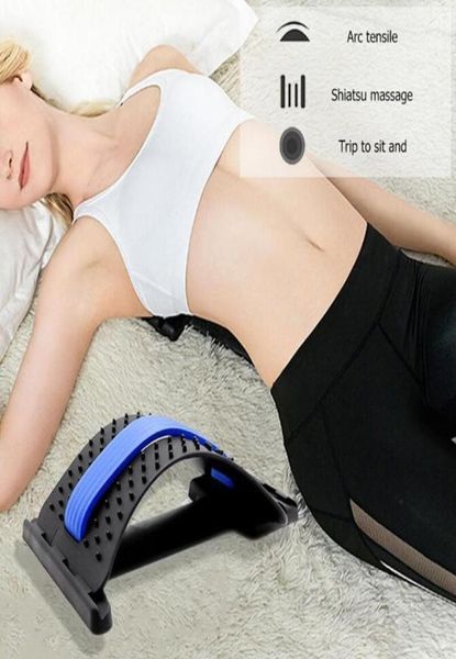 

back massager stretcher sciatica massage tool massageador magic stretch fitness lumbar support relaxation spine deck pain relief6683745, Black;blue