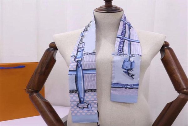 

brand fashion style small scarf ladies scarfs fashion multipurpose hair band handbag decoration ribbon bandanas1355186, Blue;gray