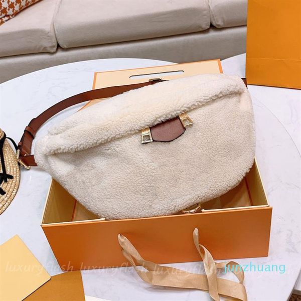 

designer- winter plush wait bags fashion womens crossbody bag mens luxurys cross body lambswool vintage chest purses243n