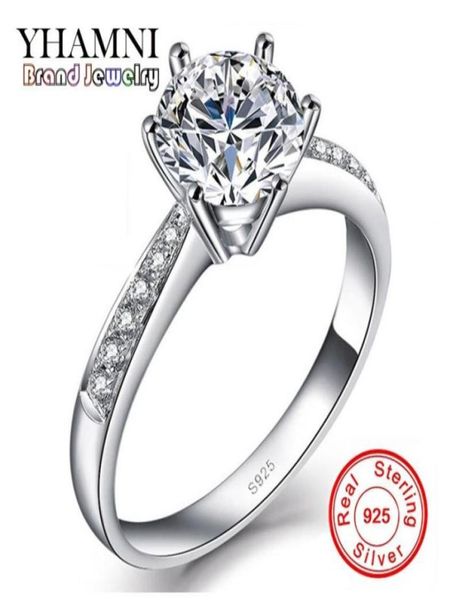 

yhamni real 925 sterling silver ring with s925 stamp 1 carat sona cz diamond wedding rings for women yr1136523068465684, Slivery;golden