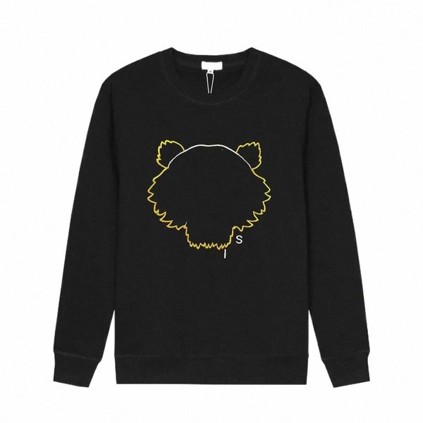 

women kenzos hoodie tiger head advanced designer fashion men embroidery round neck pullover autumn winter loose high street classic euuo i3, Black