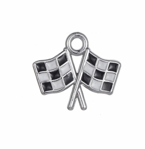 

new zinc alloy enamelled black and white flag charms for jewelry making easy to diy for you4405402, Bronze;silver