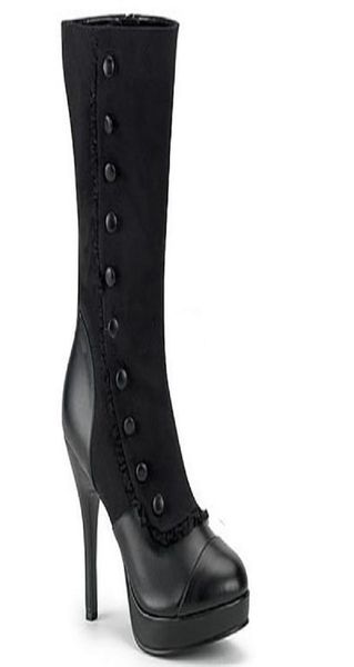 

zapatos mujer women boots autumn winter high heels platform gothic mid calf boots mixed colors punk western ladies4270614, Black