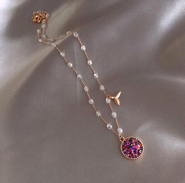

s1162 fashion jewelry mermaid necklace sea039s daughter super fairy choker necklace crystal beads pendant necklace9862887, Silver