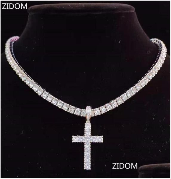 

pendant necklaces pendant necklaces men women hip hop necklace with 4mm zircon tennis chain iced out bling hiphop jewelry fash dh67a9326483, Silver
