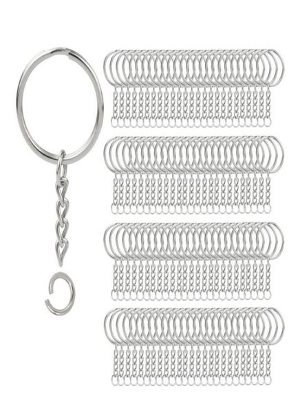 

200pcs split key chain rings with chain silver key ring and open jump rings bulk for crafts diy 1 inch25mm7896815