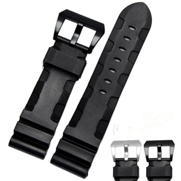 

rubber band for panerai watch silicone strap wrist watchbands black 24 26mm259e, Black;brown