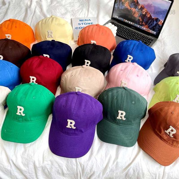 

solid color hat female r letter embroidered soft baseball curved brim korean edition simple versatile duck tongue kabk, Blue;gray