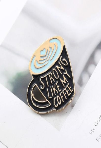 

coffee enamel pin strong like my coffee enamel pin coffee lover pin brooches bag lapel pin clothes badge jewelry gift7137164, Gray