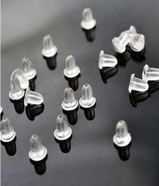 

100pcs plastic rubber earring backs sers ear plugging earrings for women stud earring accessories 6765805, White