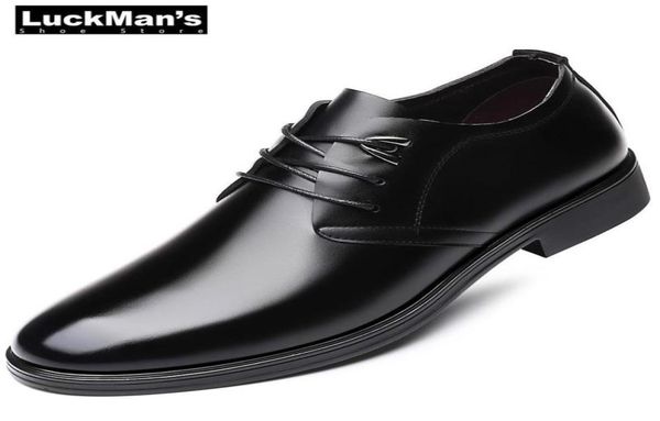 

2020 new quality cow leather men039s shoes soft man dress shoes plus size 47 point toe man split leather formal wedding5041360, Black