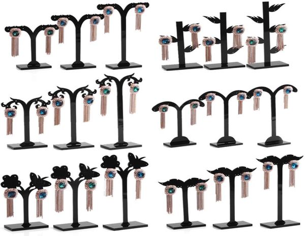 

black acylic earring tree shaped display stand holder fashion threepiece goat horn small earring display rack storage6560303, Black;white