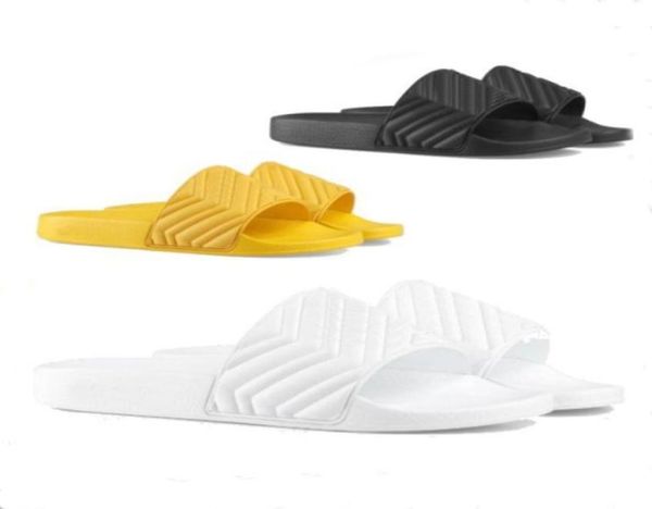 

2020ss mens womens fashion pool flat slippers summer outdoor beach causal rubber slide sandals with quilted leather6298942, Black