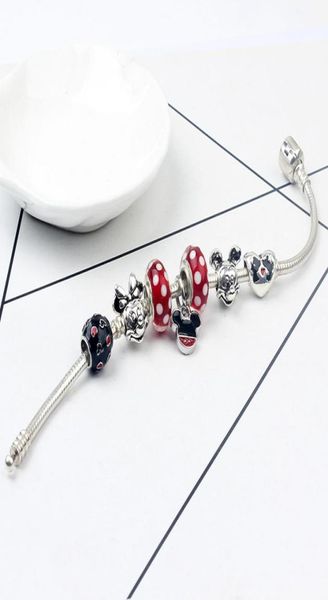 

wholesale- murano glass cartoon charm bracelets for women crystal original diy jewelry style fit with crown9055995, Black