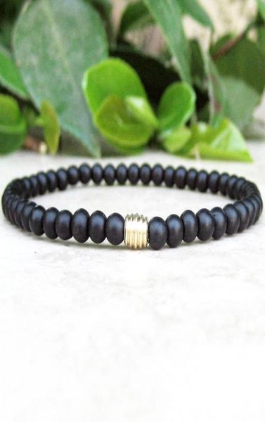 

mg0737 slim 4mm polished black onyx bracelet womens mens calming mala stress bracelet healing yoga strength bracelet3565102