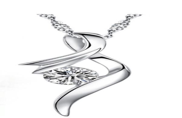 

love story 925 sterling silver pendant necklace rhodium plated center large diamond stone6900249