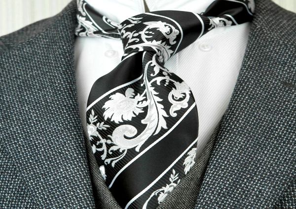 

f30 handmade black white stripes floral mens ties neckties 100 silk jacquard woven business formal fashion suit gift for men2959770, Blue;purple