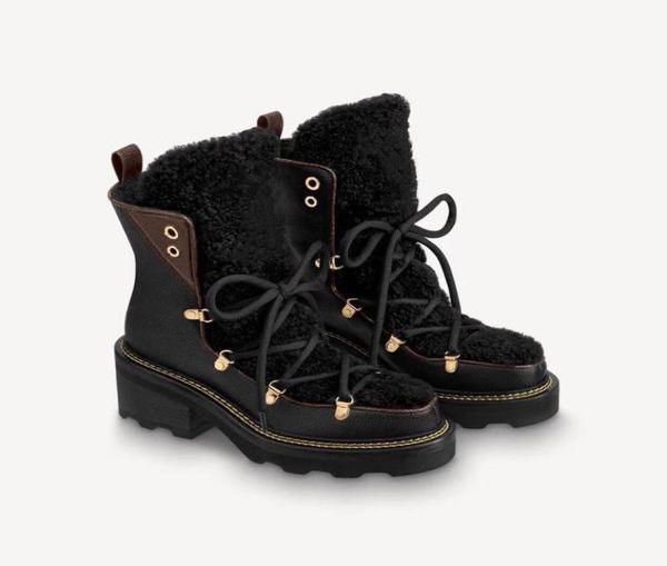 

beauboury ankle boots grain leather warm wool lining women winter fashion platform boot2360661, Black